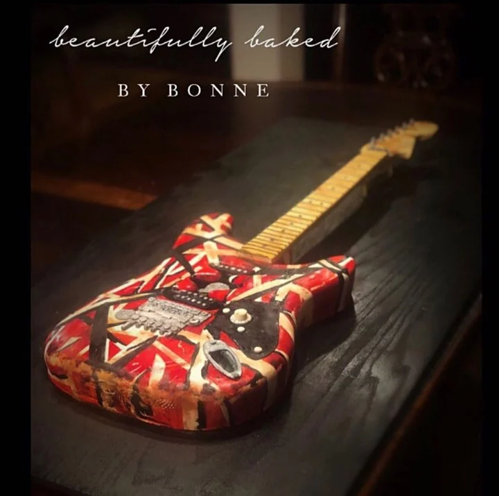 Frankenstrat guitar cake inspired by Van Halen