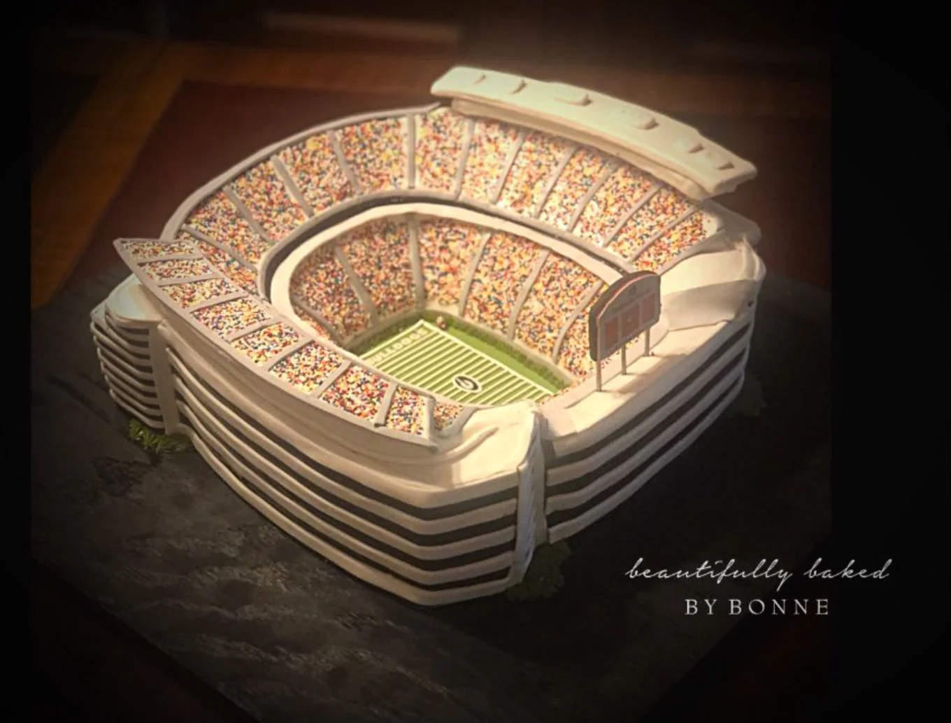 University of Georgia stadium recreated as a sculpted cake
